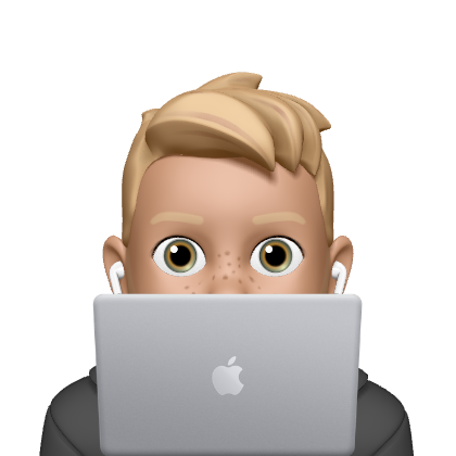 memoji of cyril with a mac on his hands